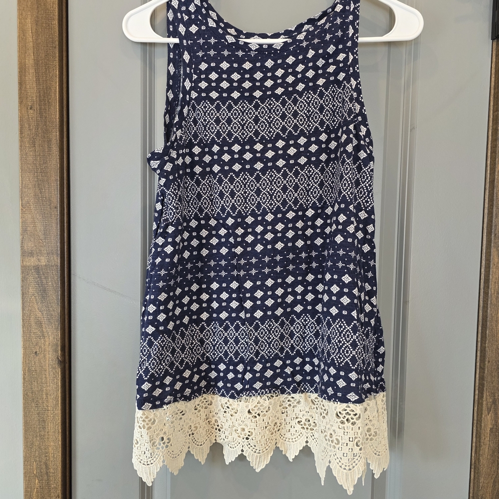 Maurices Navy and White Patterned Top